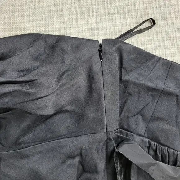 Banana Republic Womens Top Sz 8 Black Silk Strapless Ruched Velvet Sash Babydoll - Picture 6 of 12